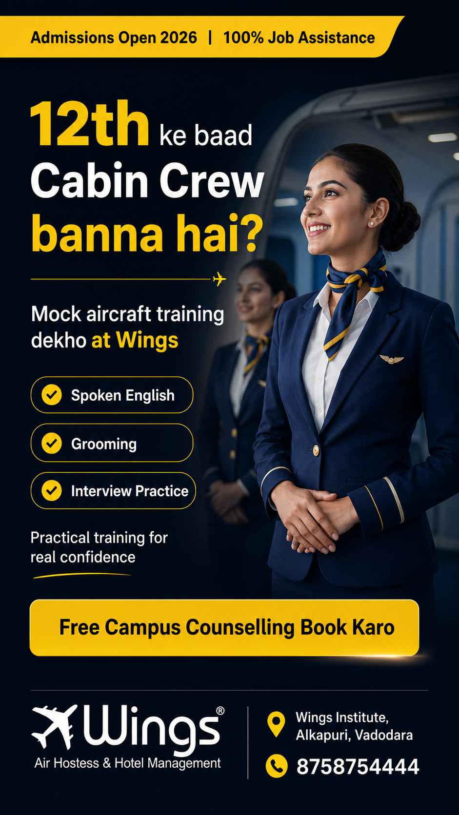 Wings Institute - Air Hostess & Hotel Management Training Facebook ad