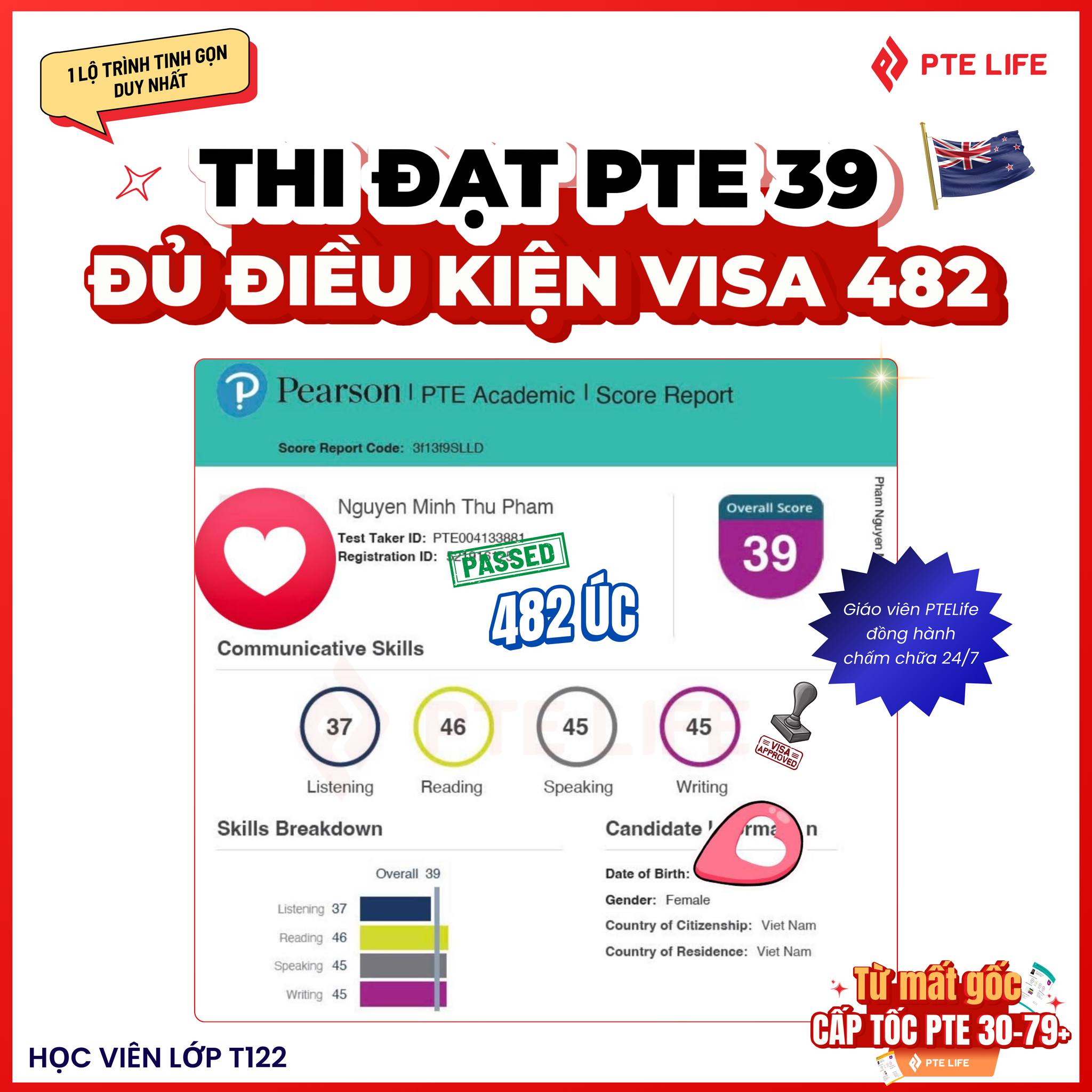 PTE Life - Luyện thi chứng chỉ PTE Du Học Định Cư Facebook ad