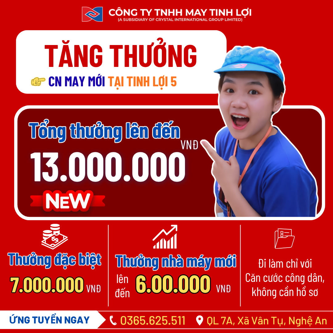 Tuyển Dụng Tinh Lợi 5 - Nghệ An Facebook ad from Apr 21, 2026