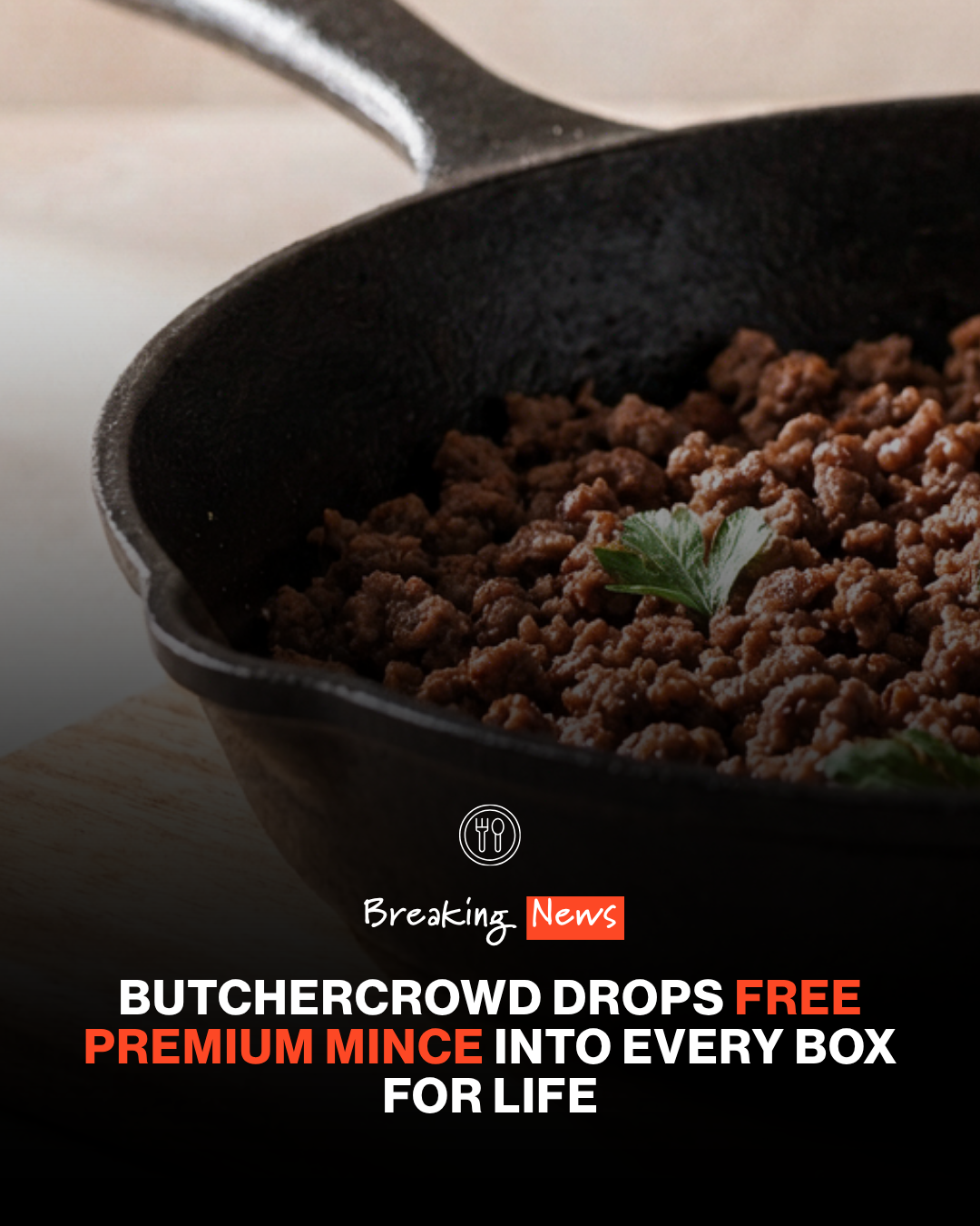 ButcherCrowd Facebook ad: Free Premium Mince in Every Box