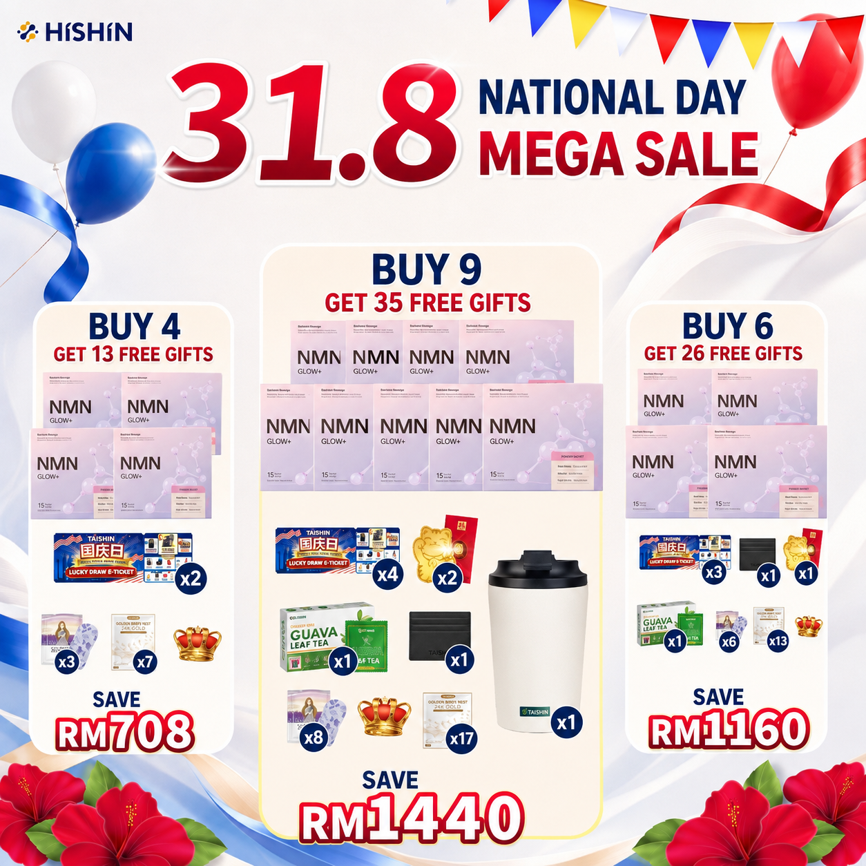 Hishin NMN Glow+ Facebook ad: Order now & get 50% OFF!