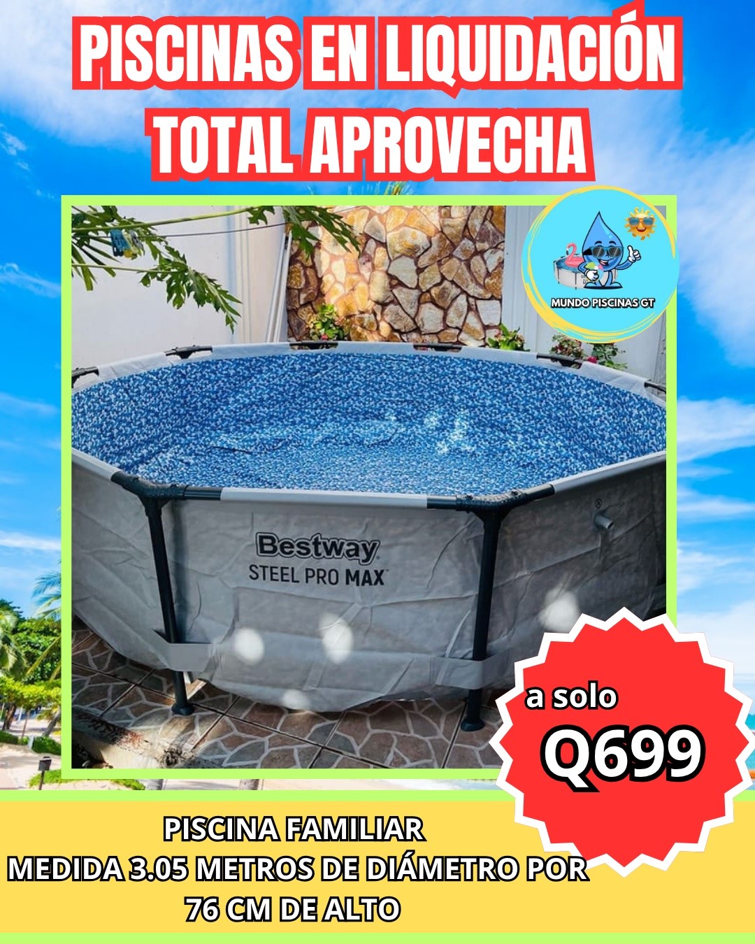 Mundo Piscinas Gt Facebook ad: ULTIMOS DIAS DE LIQUIDACIÓN TOTAL EN PISCINAS APROVECHA