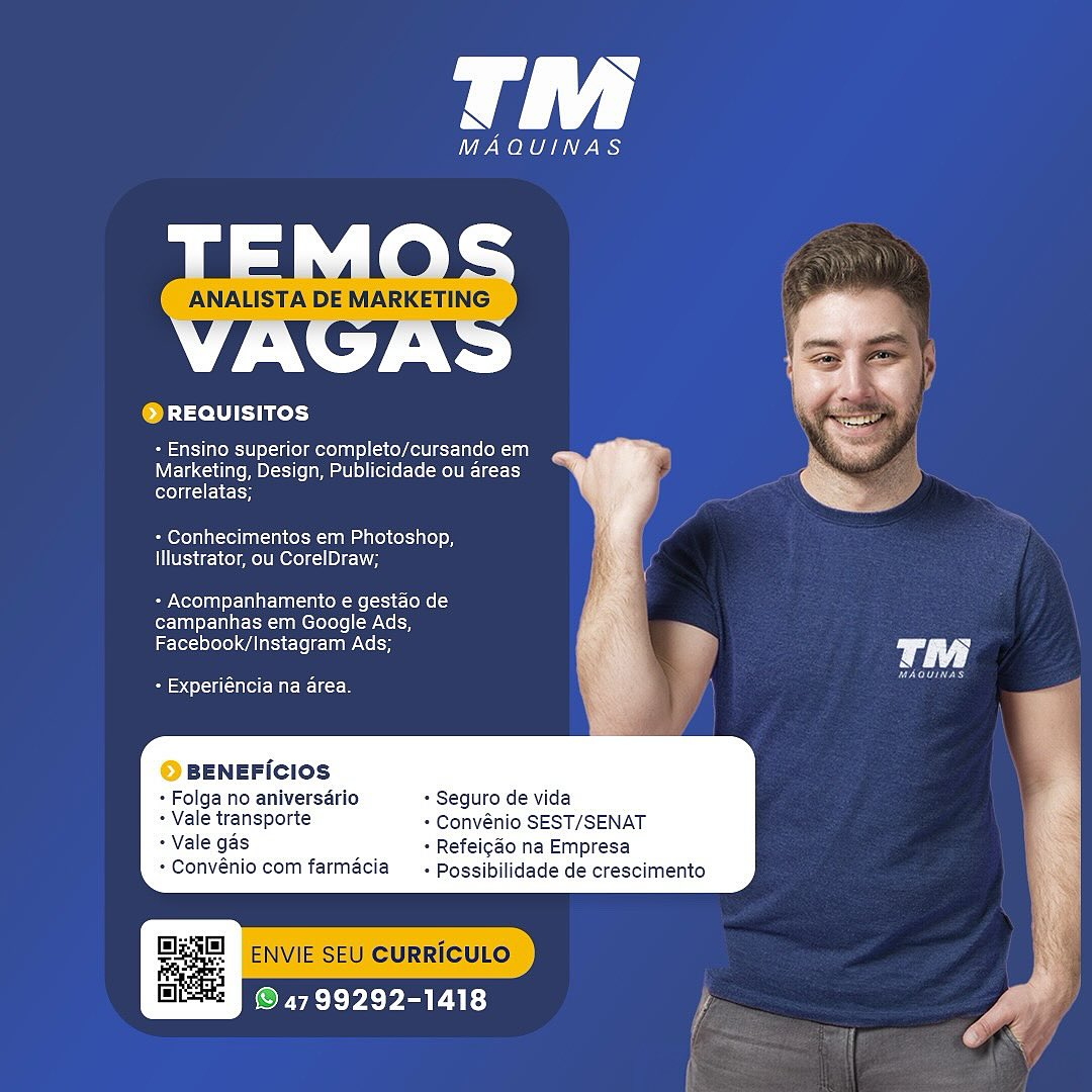 TM Máquinas Facebook ad: Estamos em busca de um Analista de Marketing…
