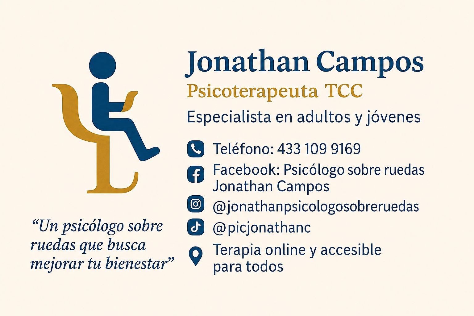 Psicólogo Sobre ruedas Jonathan Campos Facebook ad: Agenda aquí