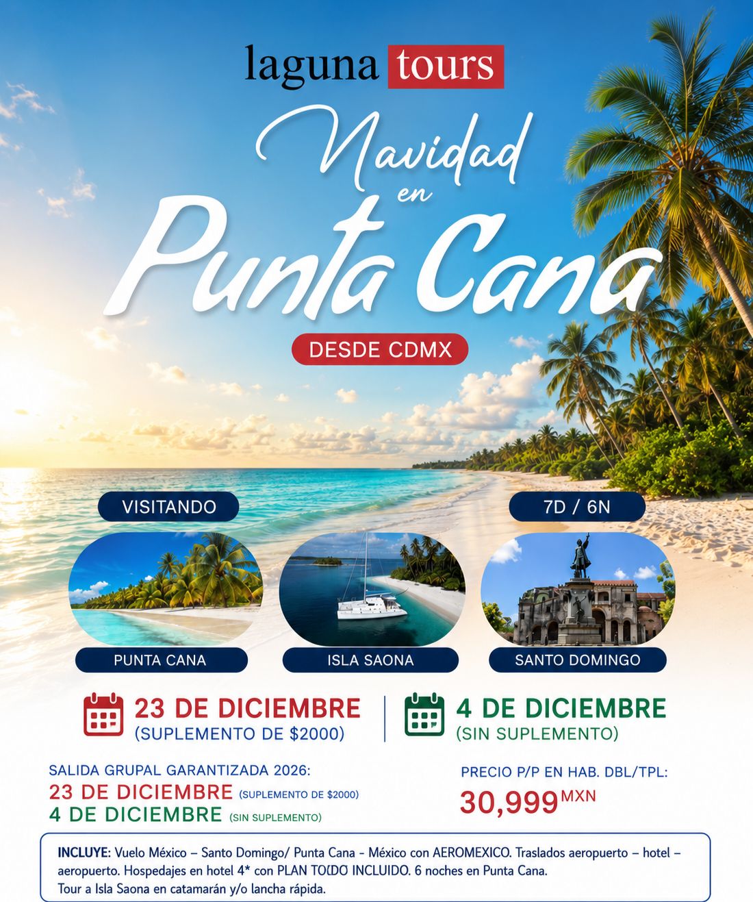 Laguna Tours Facebook ad: Punta Cana te espera con playas de ensueño…