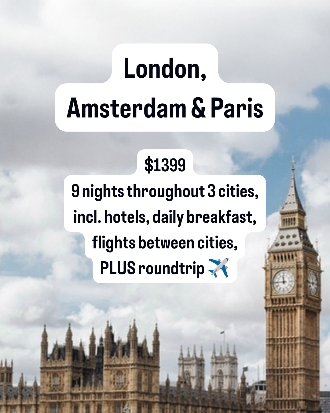 Travelzoo Facebook ad: London to Paris, Fully Planned, $1,399