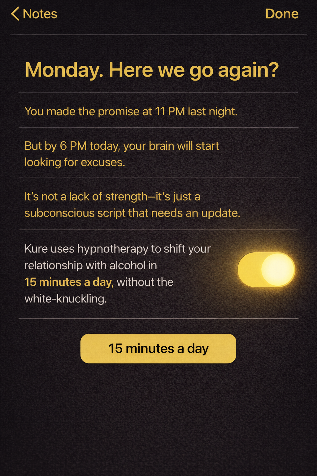 Hypnosis to Stop Drinking Facebook ad
