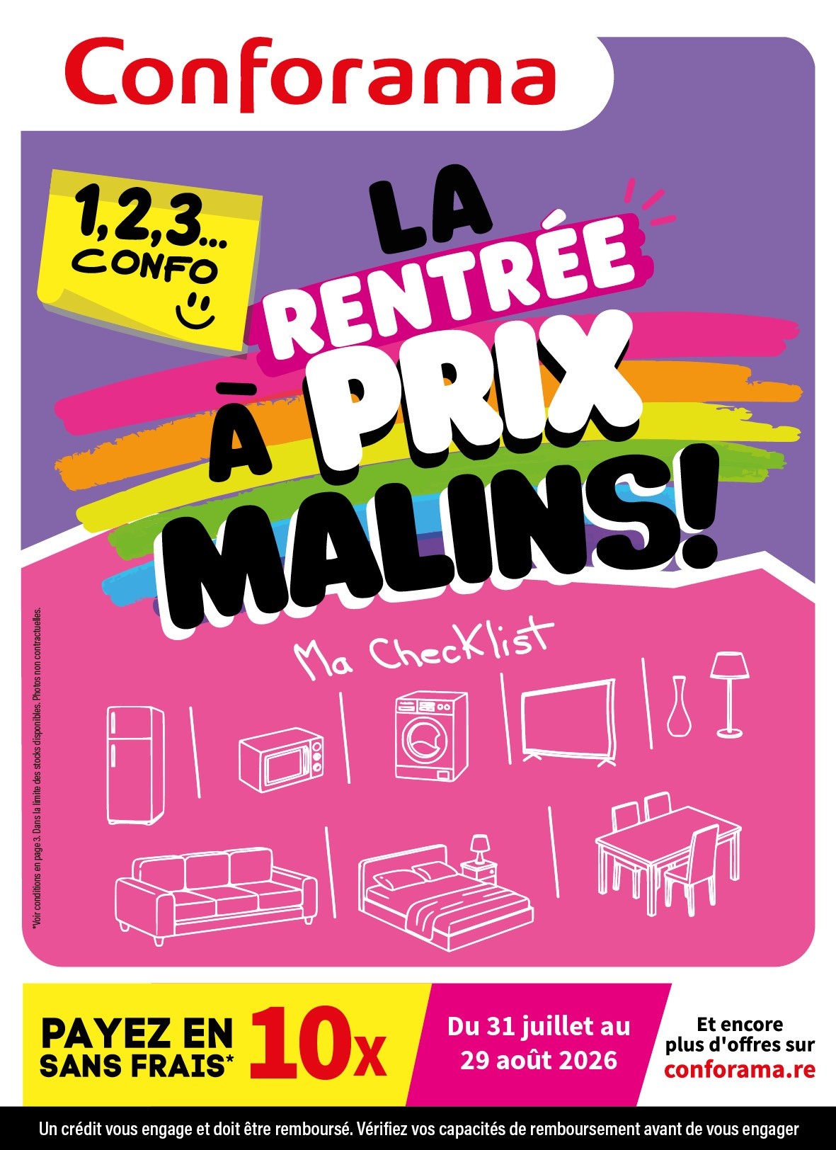 Conforama Réunion Facebook ad: C'est la rentrée… et Conforama coche toute votre…