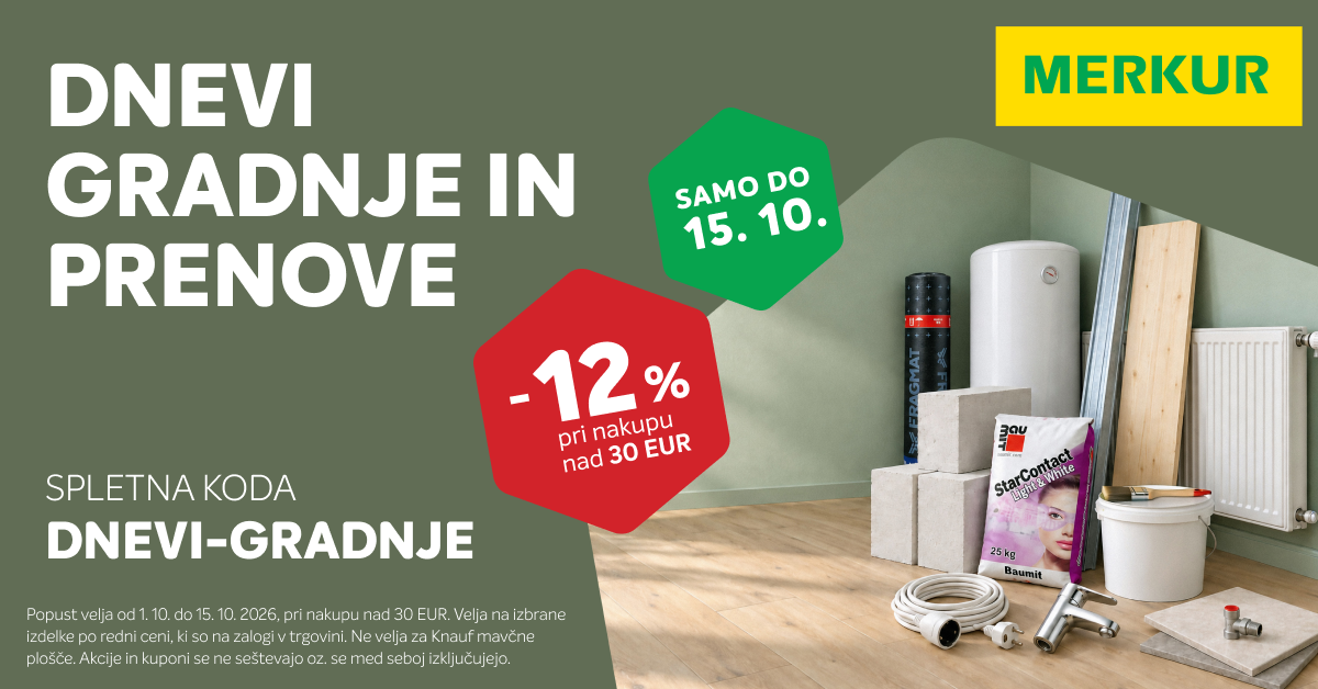 Merkur Facebook ad: 12 % popust s kodo DNEVI-GRADNJE