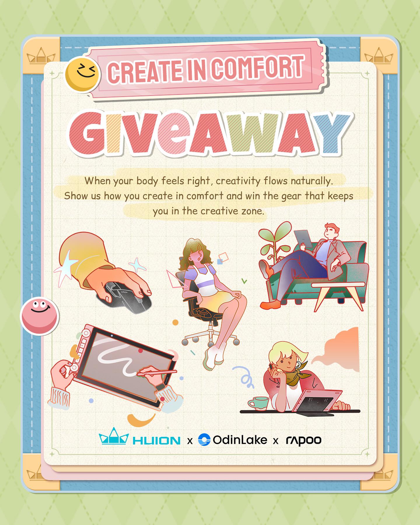 Huion Facebook ad: We’ve teamed up with @rapooglobal and @odinlake_official to…