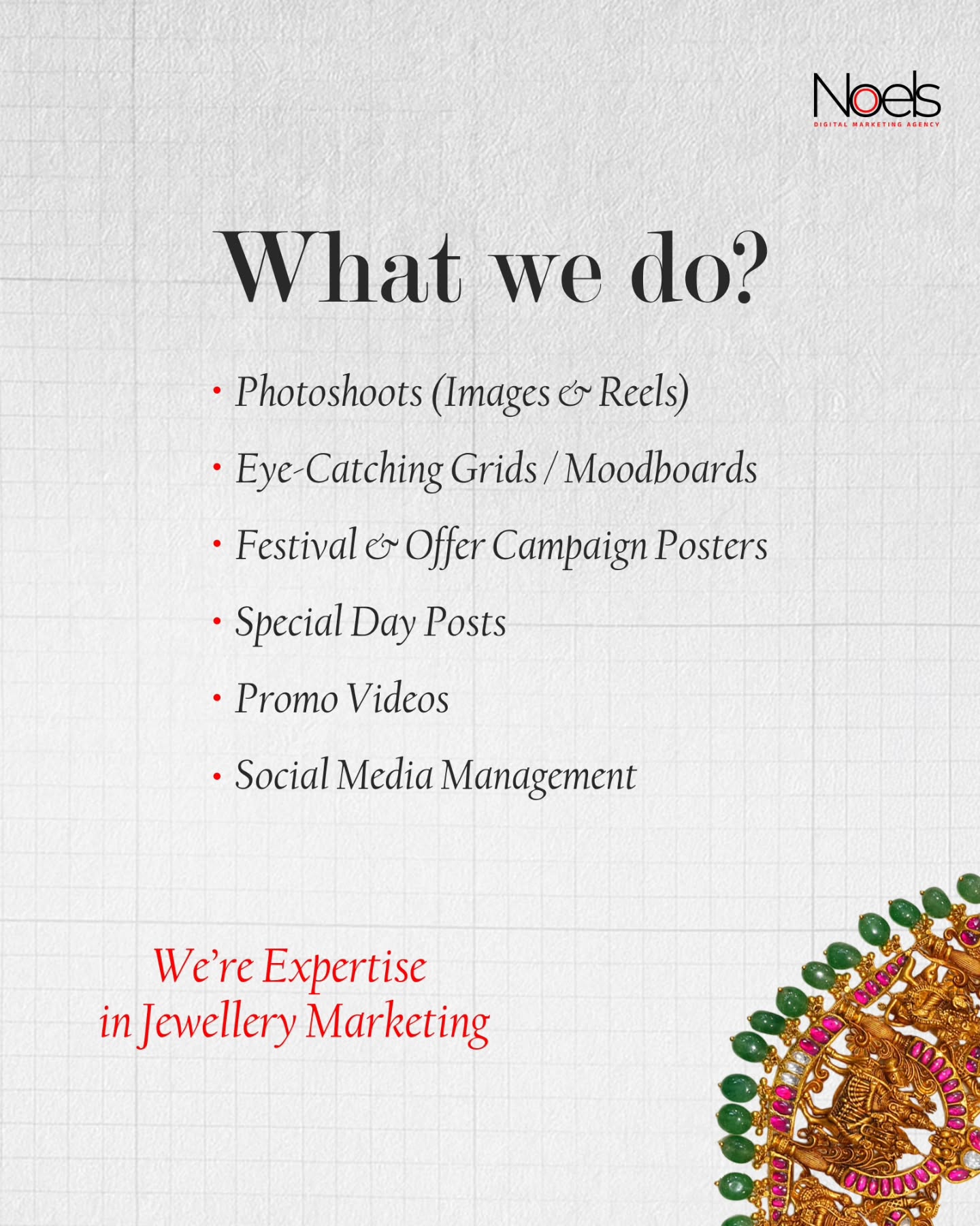 Noels Digital Marketing Facebook ad: Elevate Your Jewellery Brand with Noels Digital Marketing!