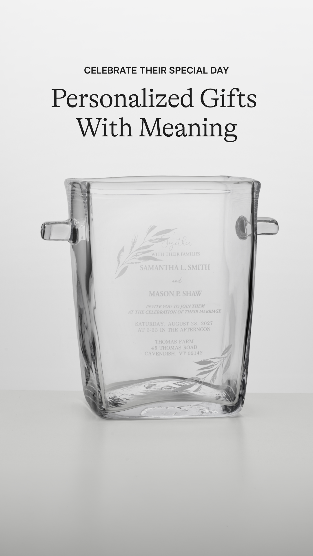 Simon Pearce Facebook ad: A Gift of Personalization