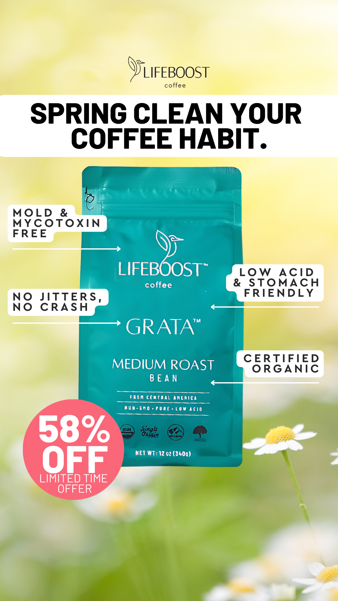 Lifeboost Coffee Facebook ad