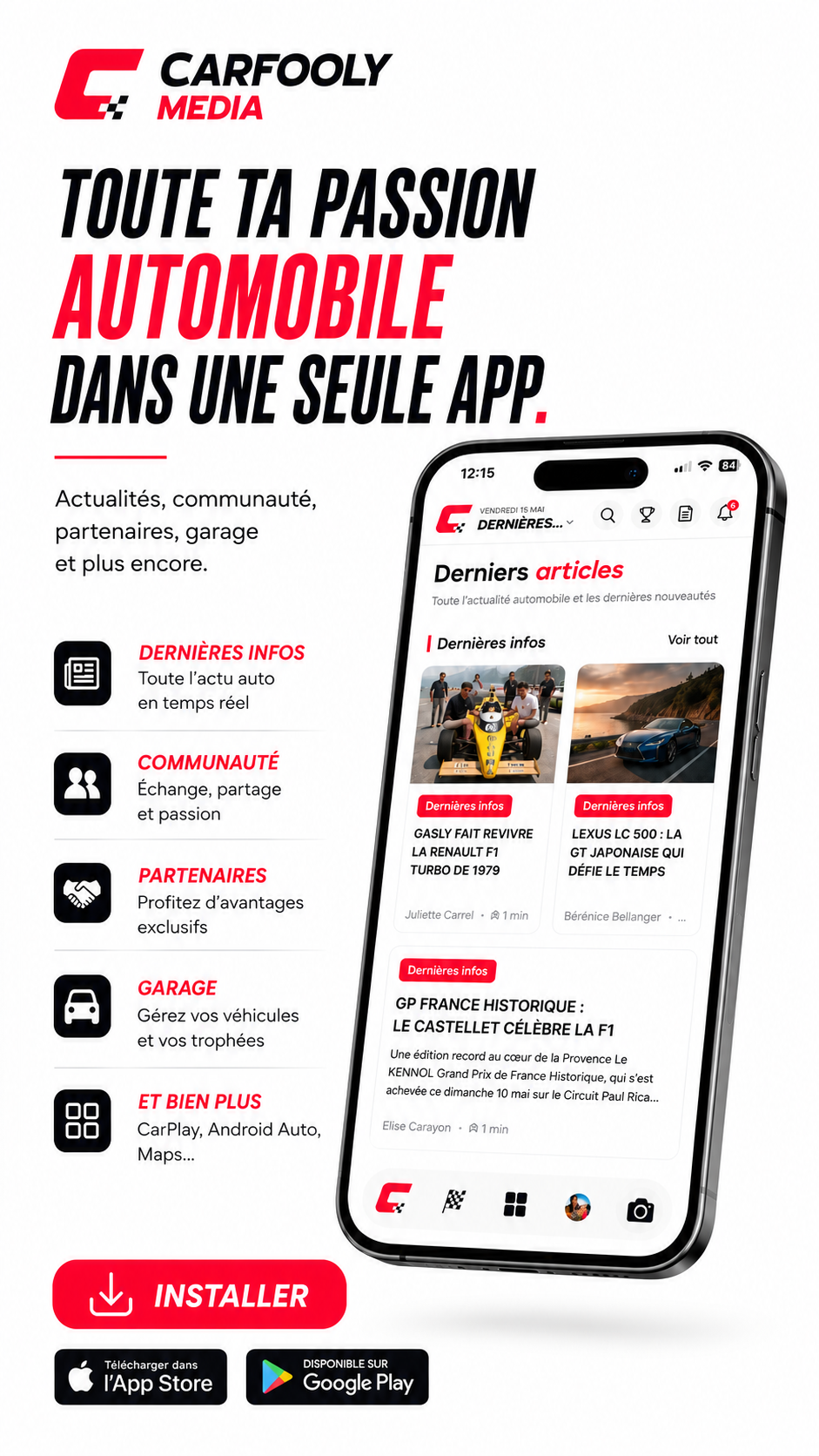 Carfooly Média Facebook ad: L'app des passionnés d'auto!
