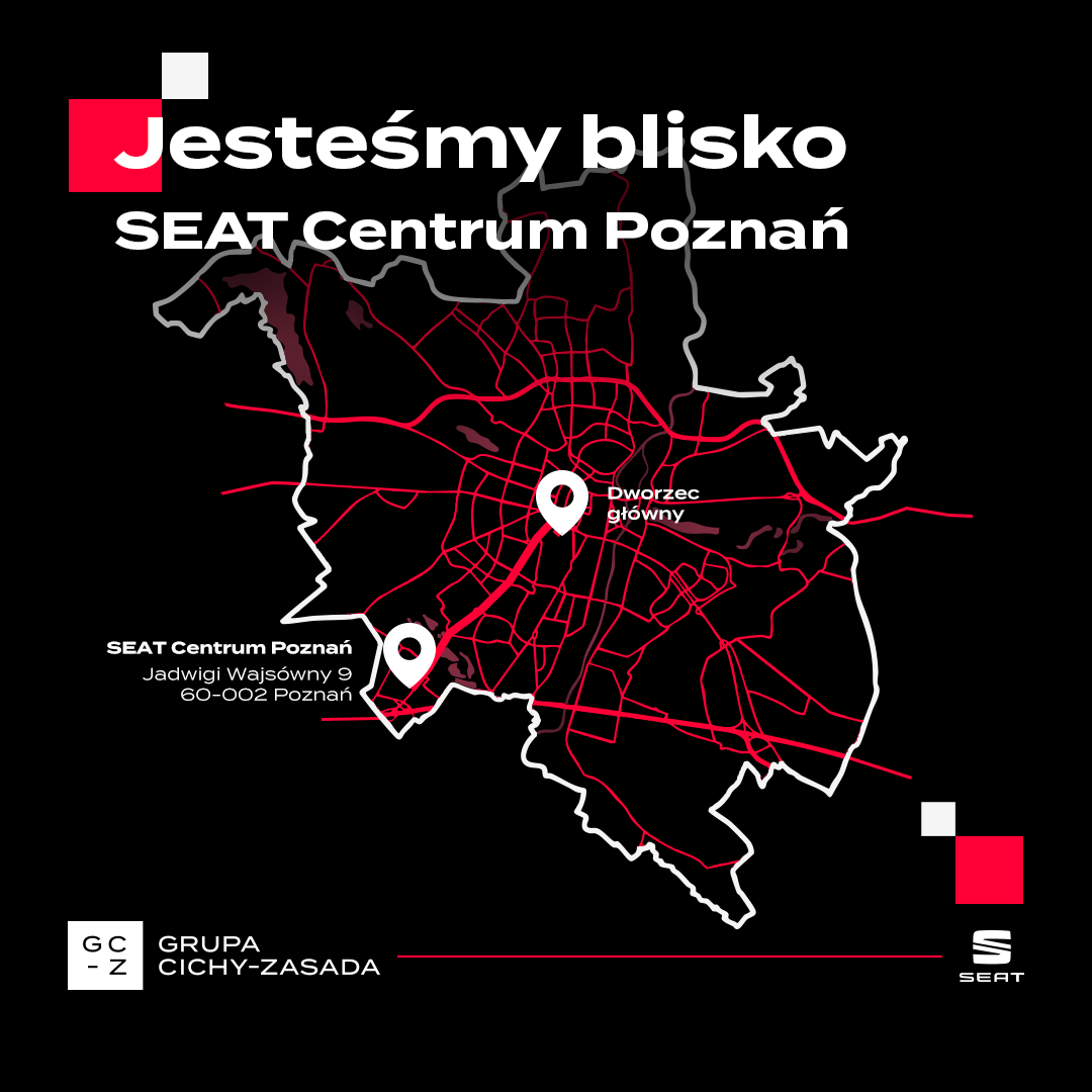 Seat Centrum Poznań Facebook ad: Szybki dojazd z Dworca Głównego do SEAT Centrum Poznań!