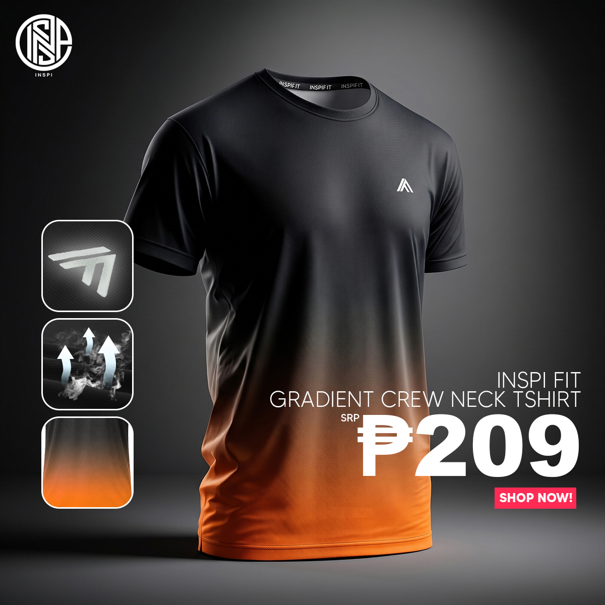 Inspi Philippines Facebook ad: INSPI Gradient Crew Neck T-Shirt Free Shipping COD