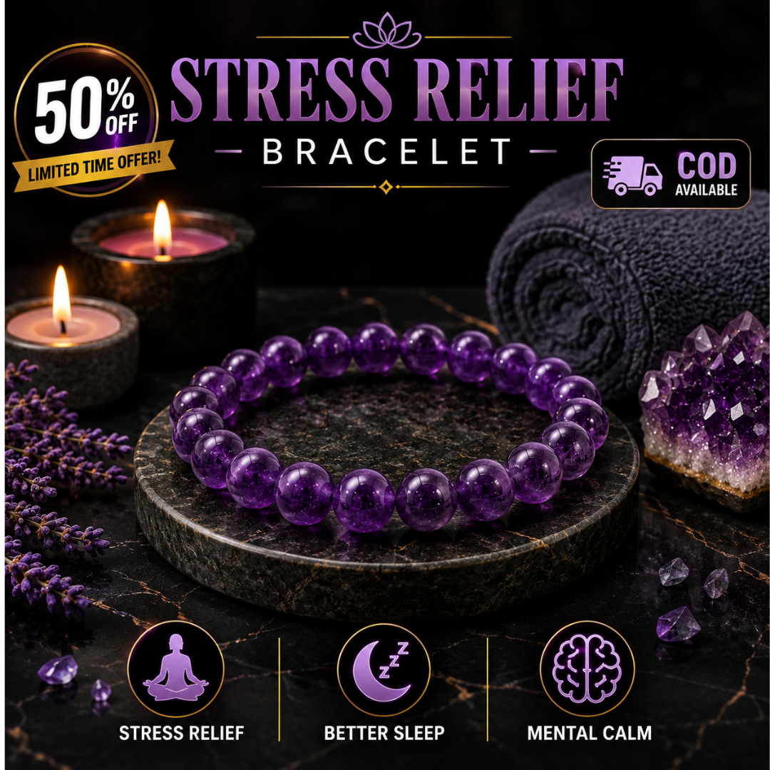 CrystalDivine Facebook ad: 50% OFF | Stress Relief Bracelet for Calmness & Relaxation…