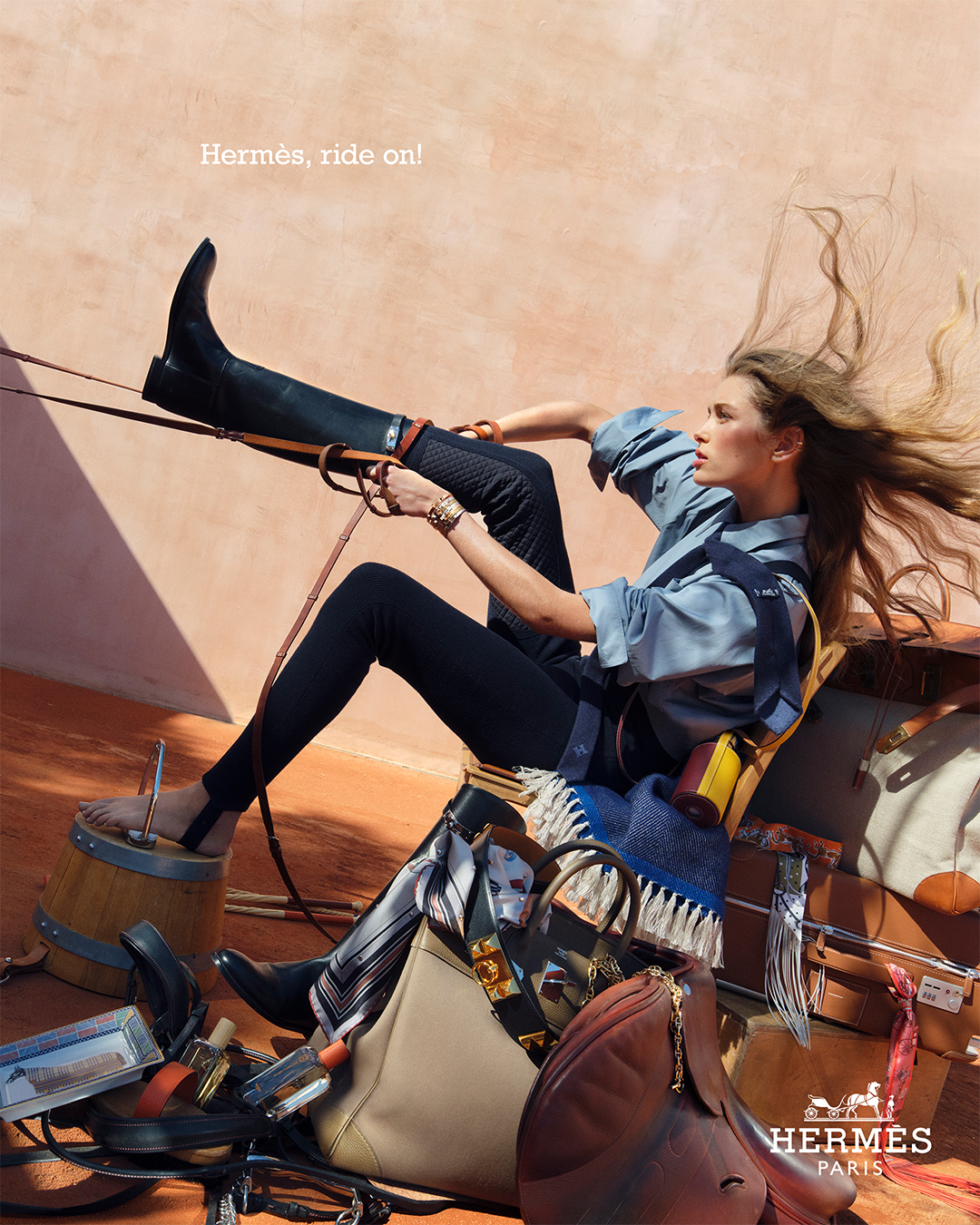 Hermès Facebook ad: Ride on! Swift as the wind and always…