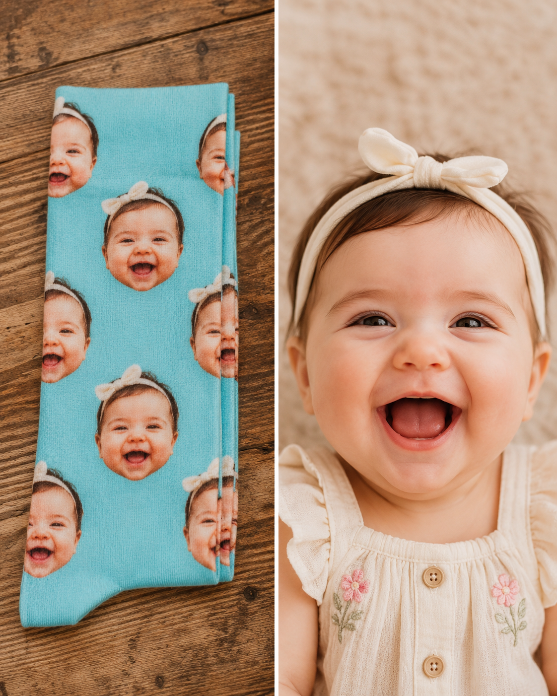 Sockchen.de Facebook ad: Personalisierte Socken, jedes Gesicht auf Socken!