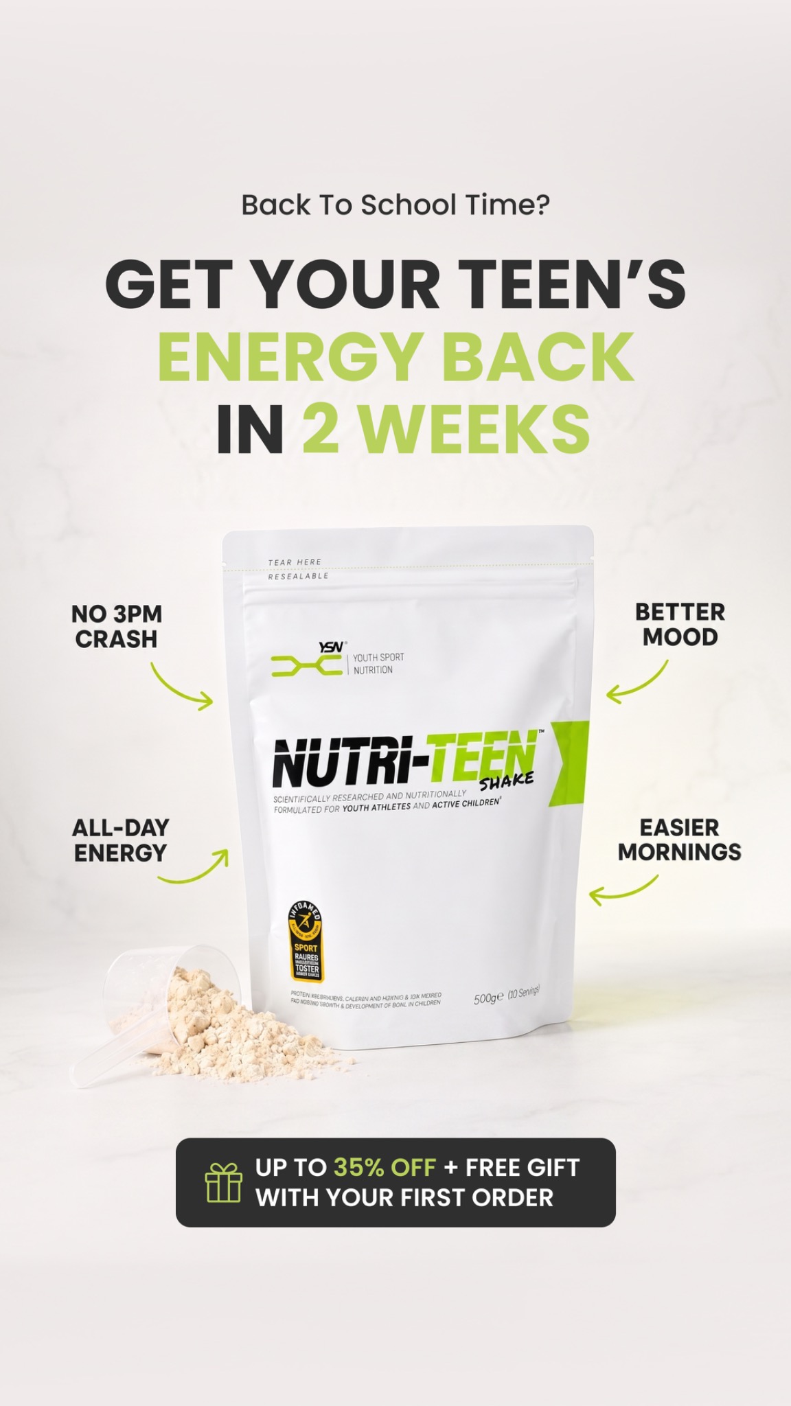 Youth Sport Nutrition Facebook ad: Healthy Milkshakes for Active Kids