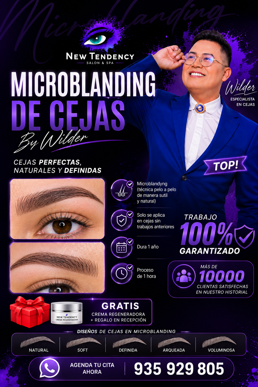 New Tendency salón y spa Facebook ad: Microblanding de Cejas