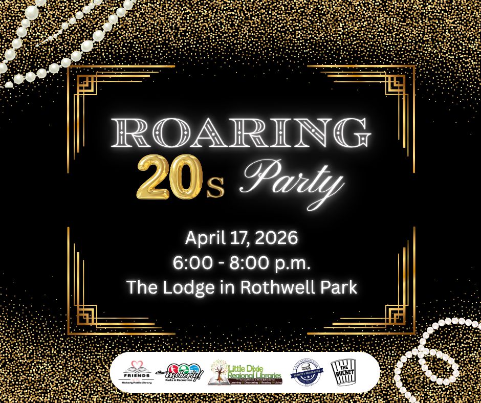 Little Dixie Regional Libraries Facebook ad: Join us for a Roaring 20s Party, sponsored…