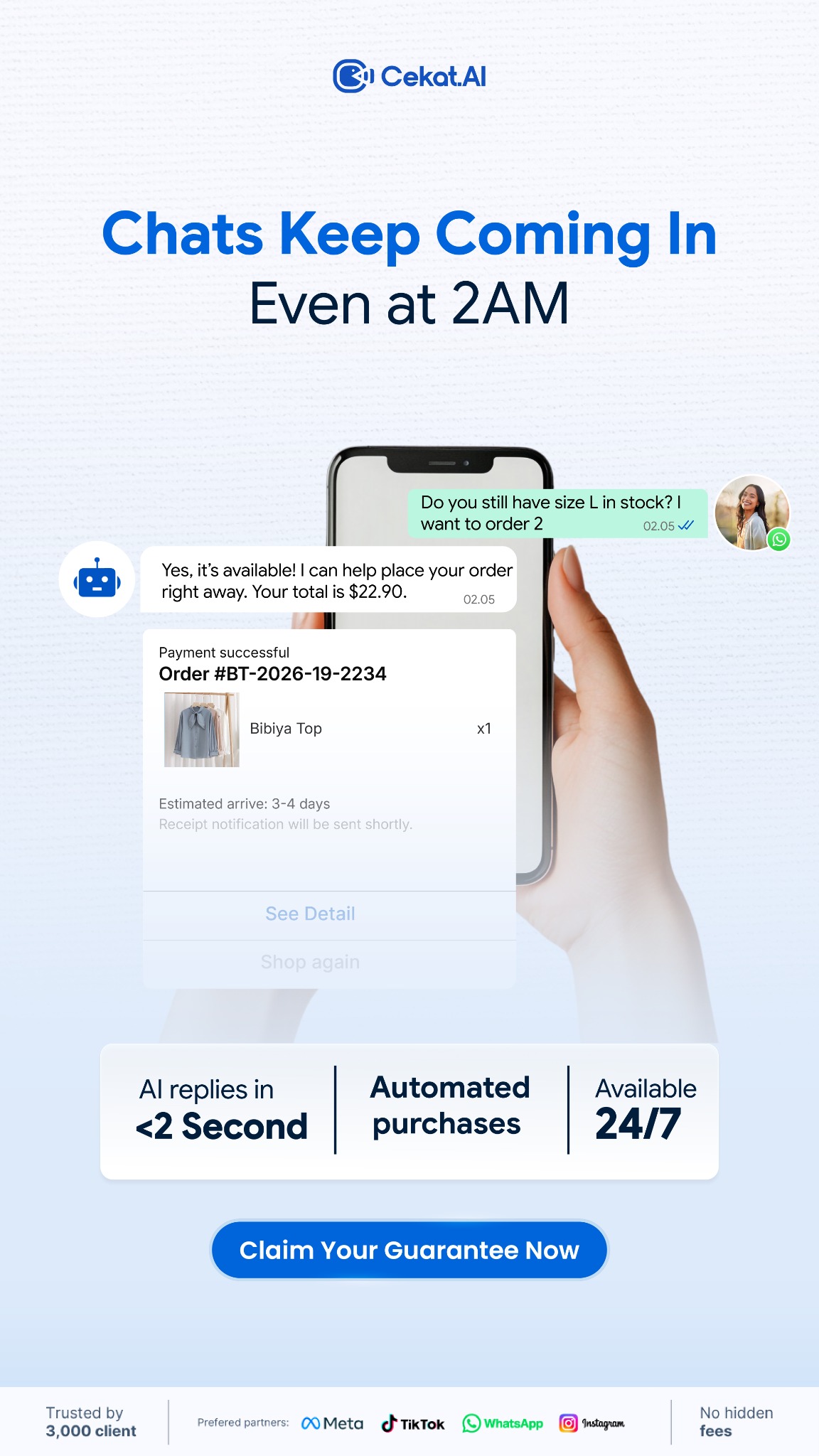 Cekat.AI Facebook ad: Wake Up to More Sales