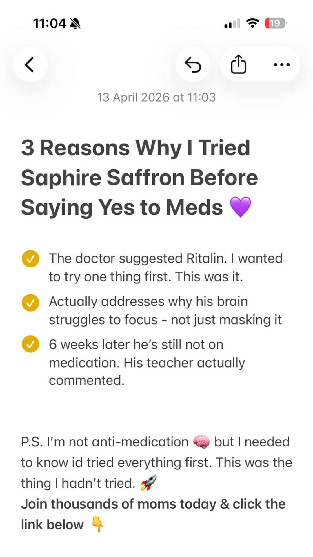 Try Saphire Facebook ad