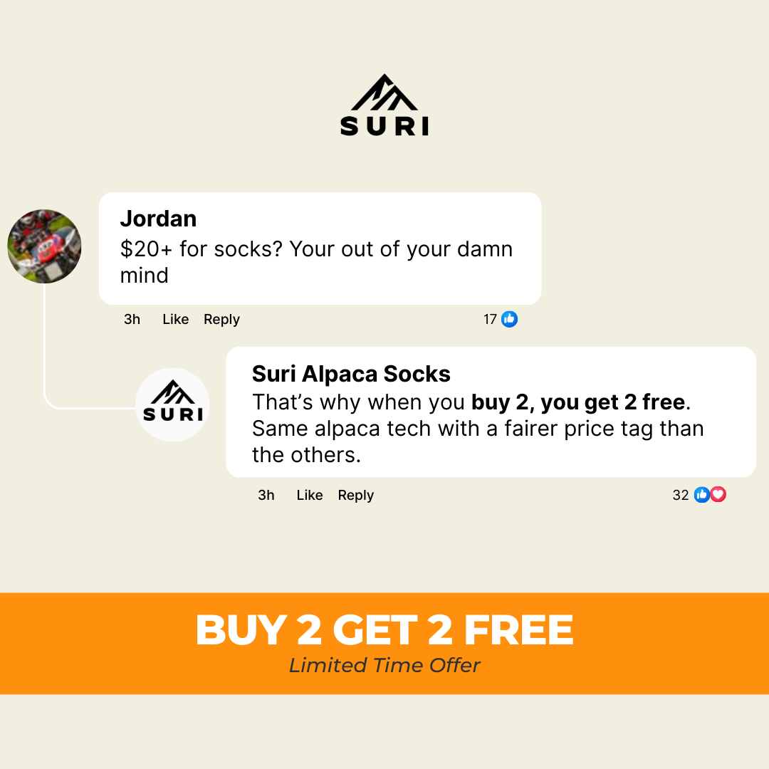 Suri Alpaca Socks Facebook ad