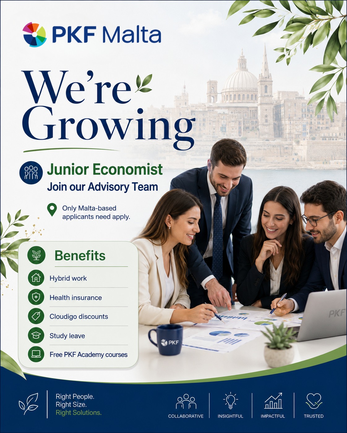 PKF Malta Facebook ad: Junior Economist | Careers | Join Our Team | PKF Malta