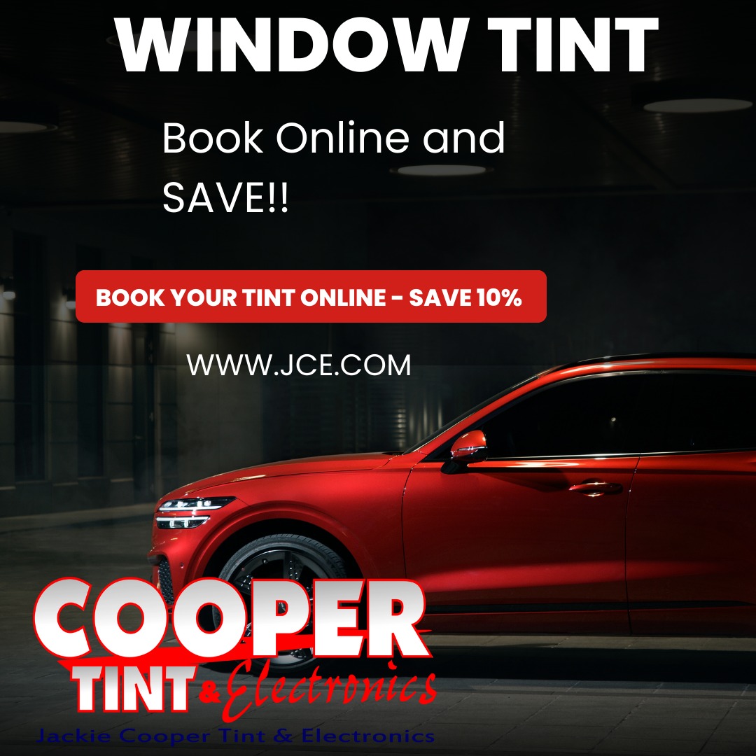 Jackie Cooper Tint & Electronics Facebook ad: Book your appointment anytime and save!
