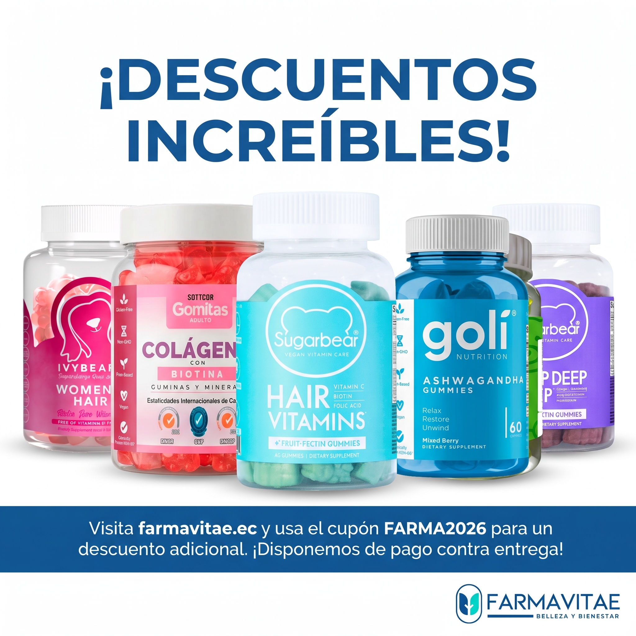 Farmavitae Ecuador Facebook ad: Usa el cupón FARMA2026 y ahorra más