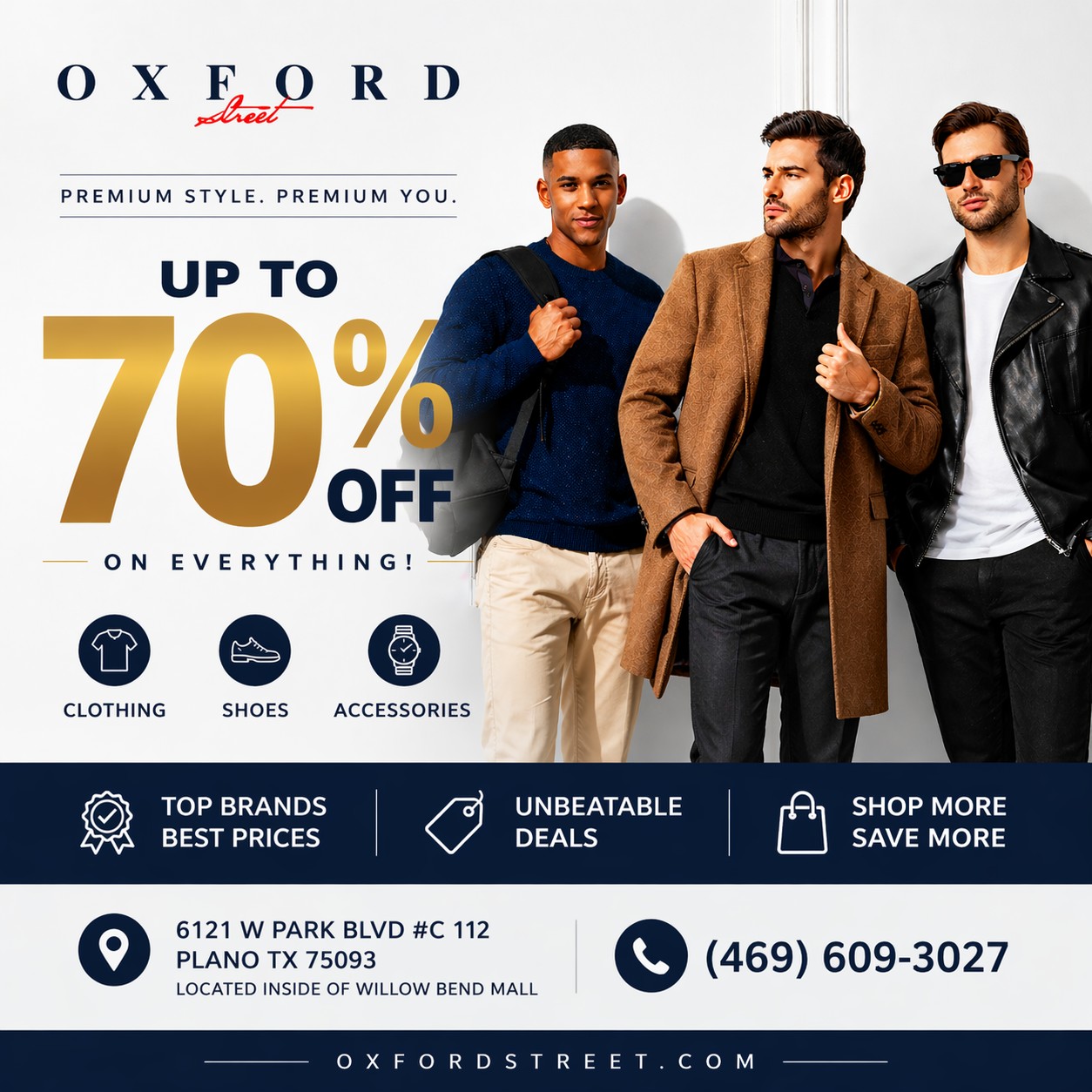 Oxford Street Facebook ad: BIGGEST SALE ALERT, UP TO 70% OFF!