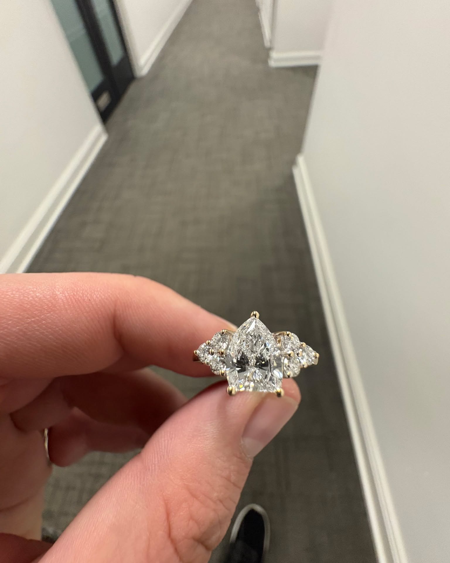 Jacob Louis Facebook ad: Engagement Ring Lab Grown Diamond Shield Cut - 1.57CTW 14KY