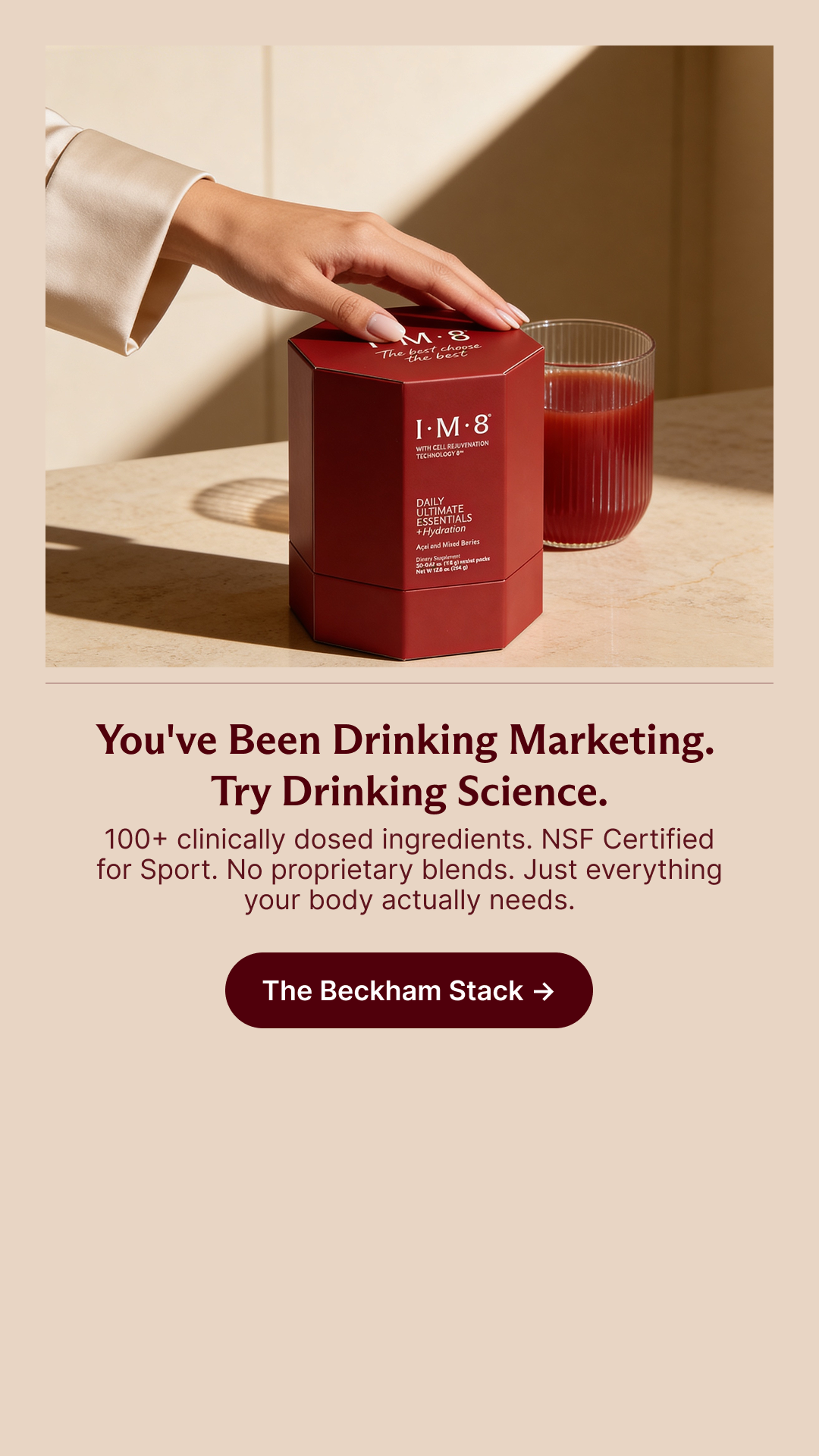 IM8 Facebook ad: Your Longevity Routine May Be Aging You Faster.