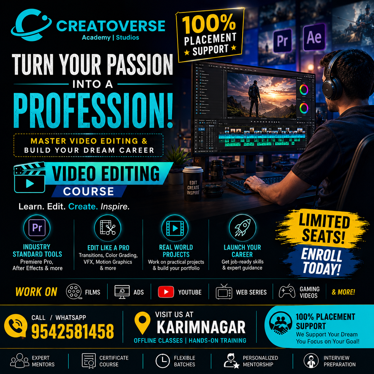 Creatoverse Academy Facebook ad: Edit like a pro.
