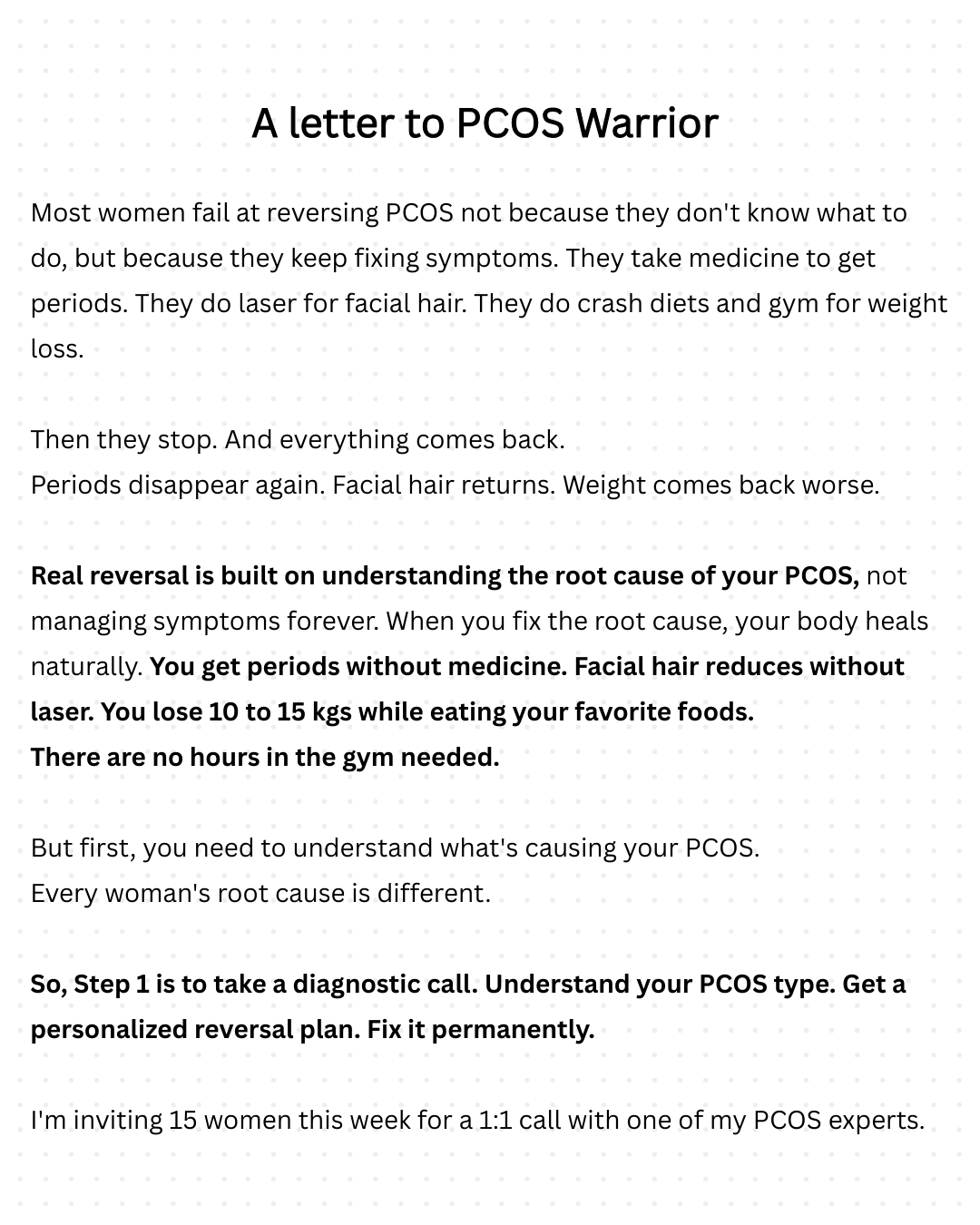 Level Up for Women Facebook ad: Working Women 26+ Reverse your PCOS in Just 6weeks!