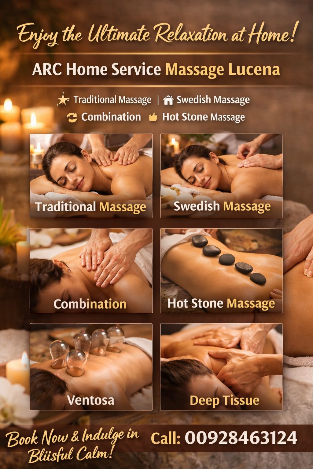 ARC Home Service Massage Lucena Facebook ad: Feeling stressed? Pagod sa work?
