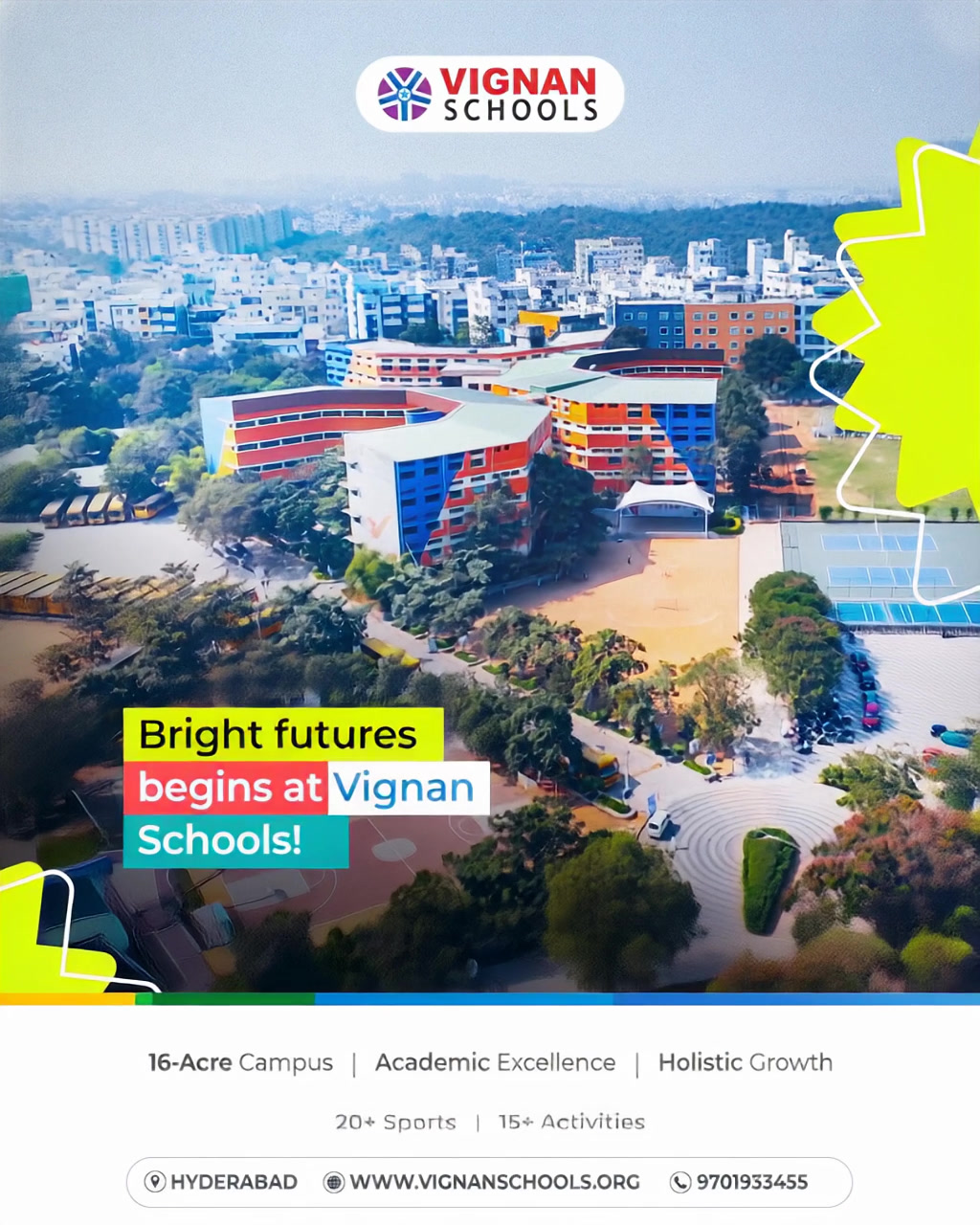 Vignan School Madinaguda Facebook ad: Bright Futures Begin at Vignan