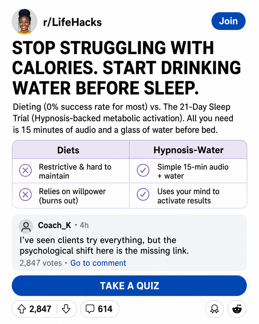Kure for Hypnotherapy Facebook ad