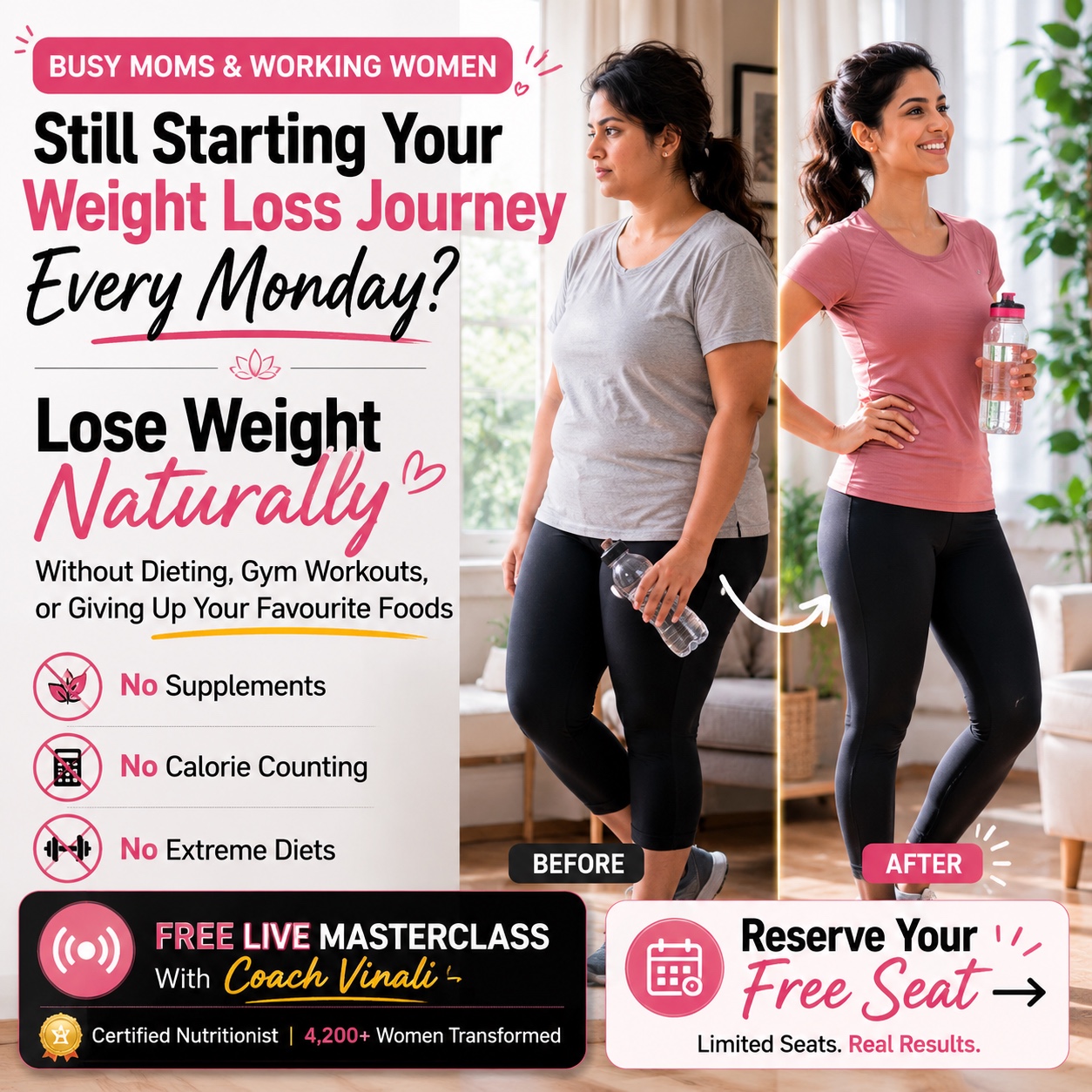 Winfit with Vinali date Facebook ad: Live Masterclass - 4,200+ Women Transformed