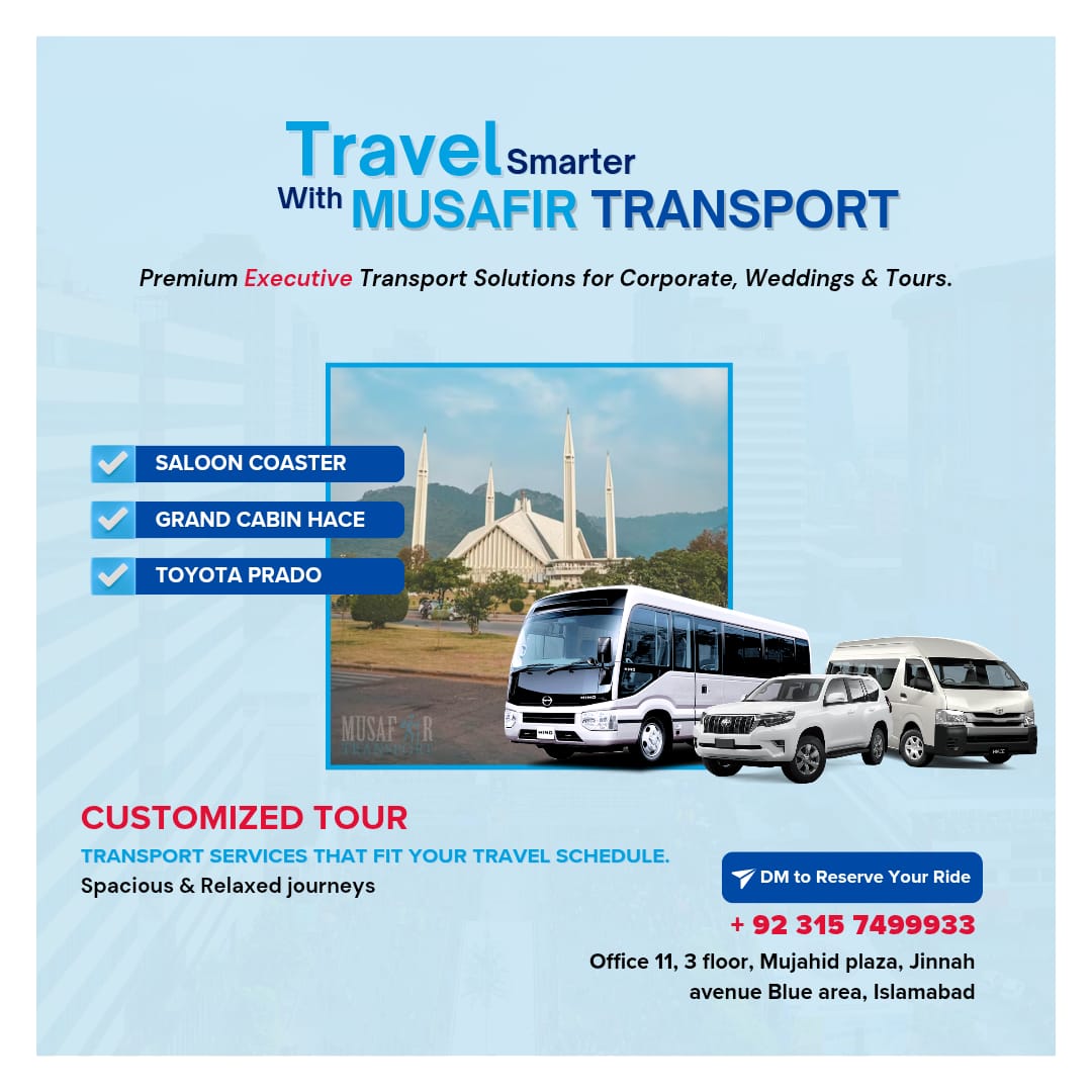 Musafir Transport Facebook ad: Premium Transport Rentals for Every Journey