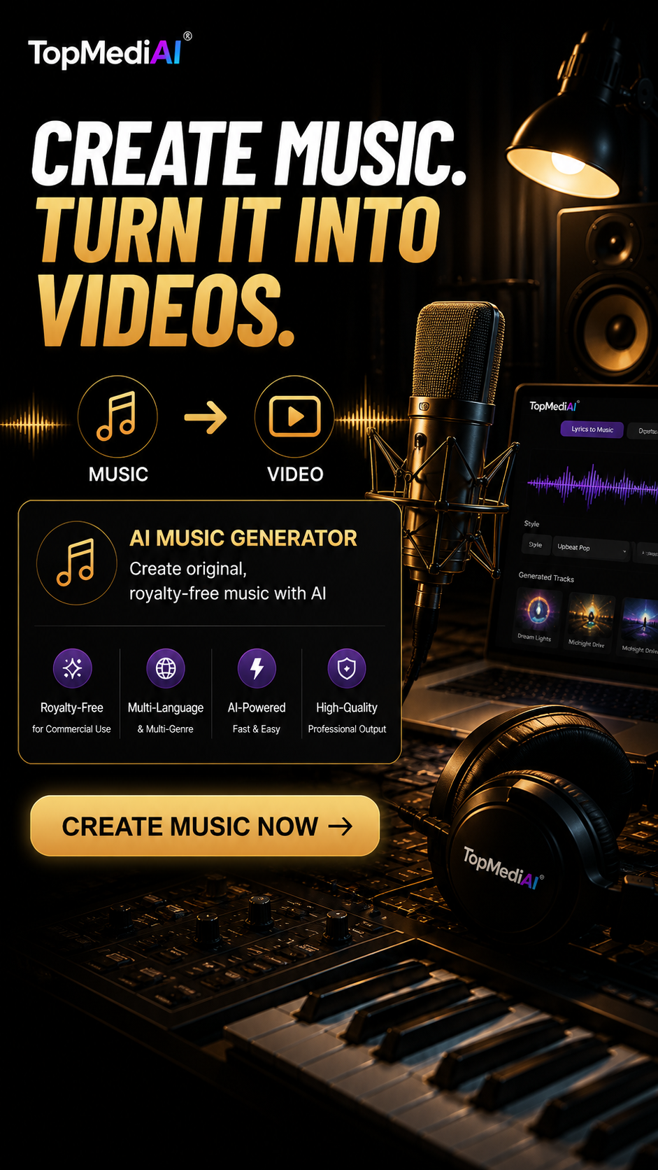 TopMediai Facebook ad: Create Your Own Music with AI