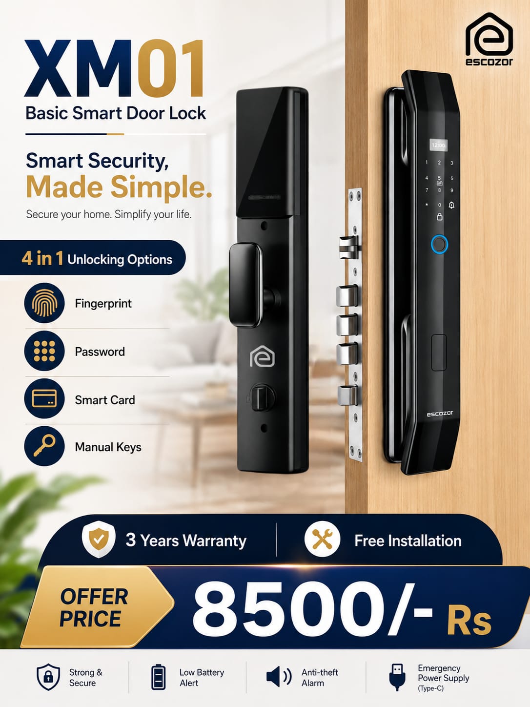 Escozor Automation Private Limited Facebook ad: 3 Years Warranty with Free Installation