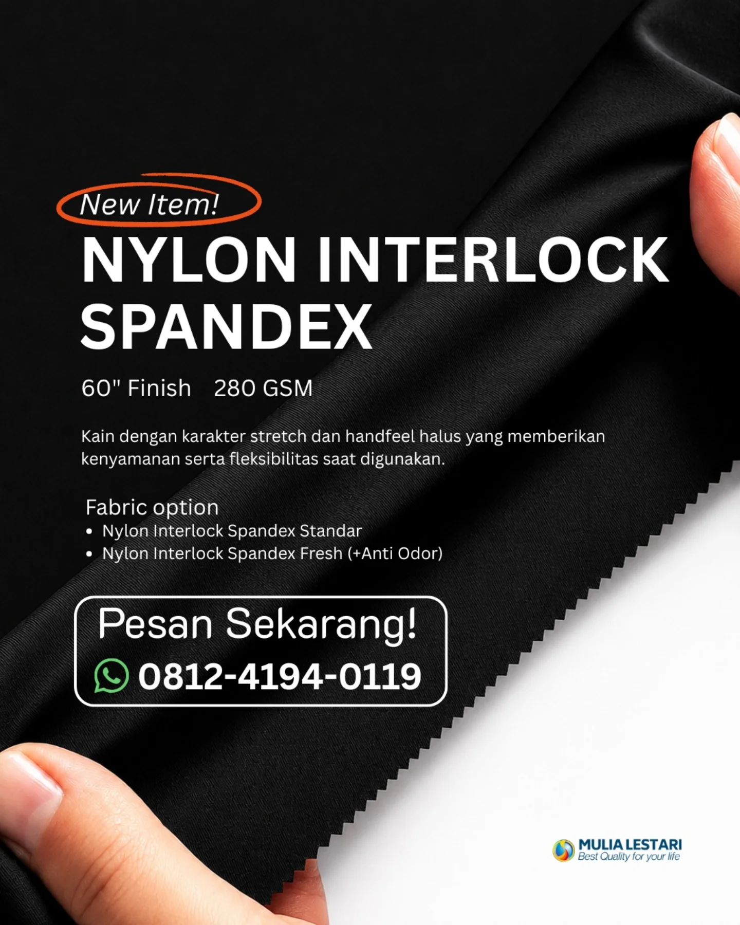 Mulia Lestari Textile Facebook ad: Stretch nyaman, handfeel halus, dan tampilan lebih clean…