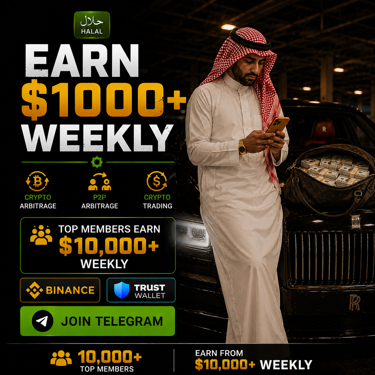 Crypto Arbitrage Pro Facebook ad: LEARN IN TELEGRAM