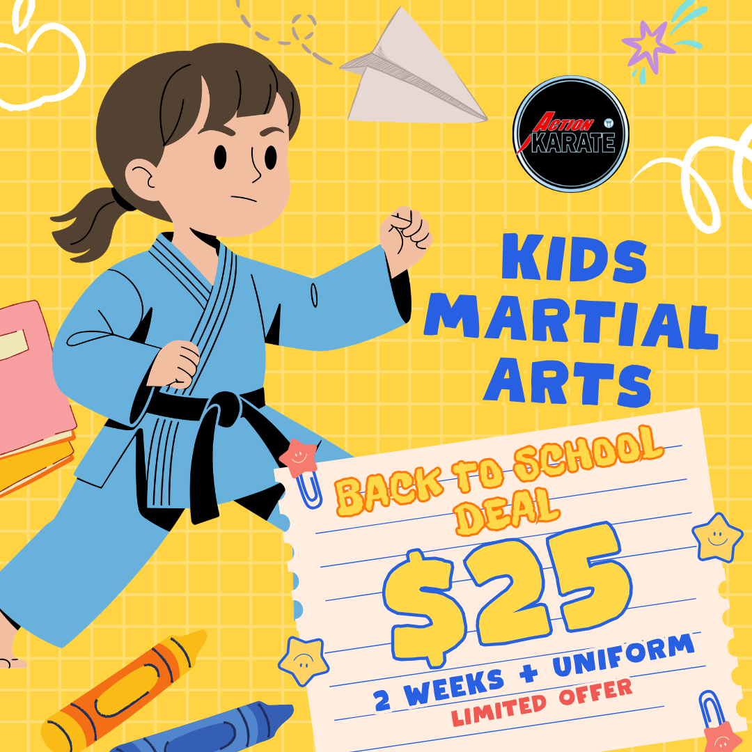 Action Karate Academy Sienna Facebook ad: Back-to-School Kids Martial Arts - Only $25!