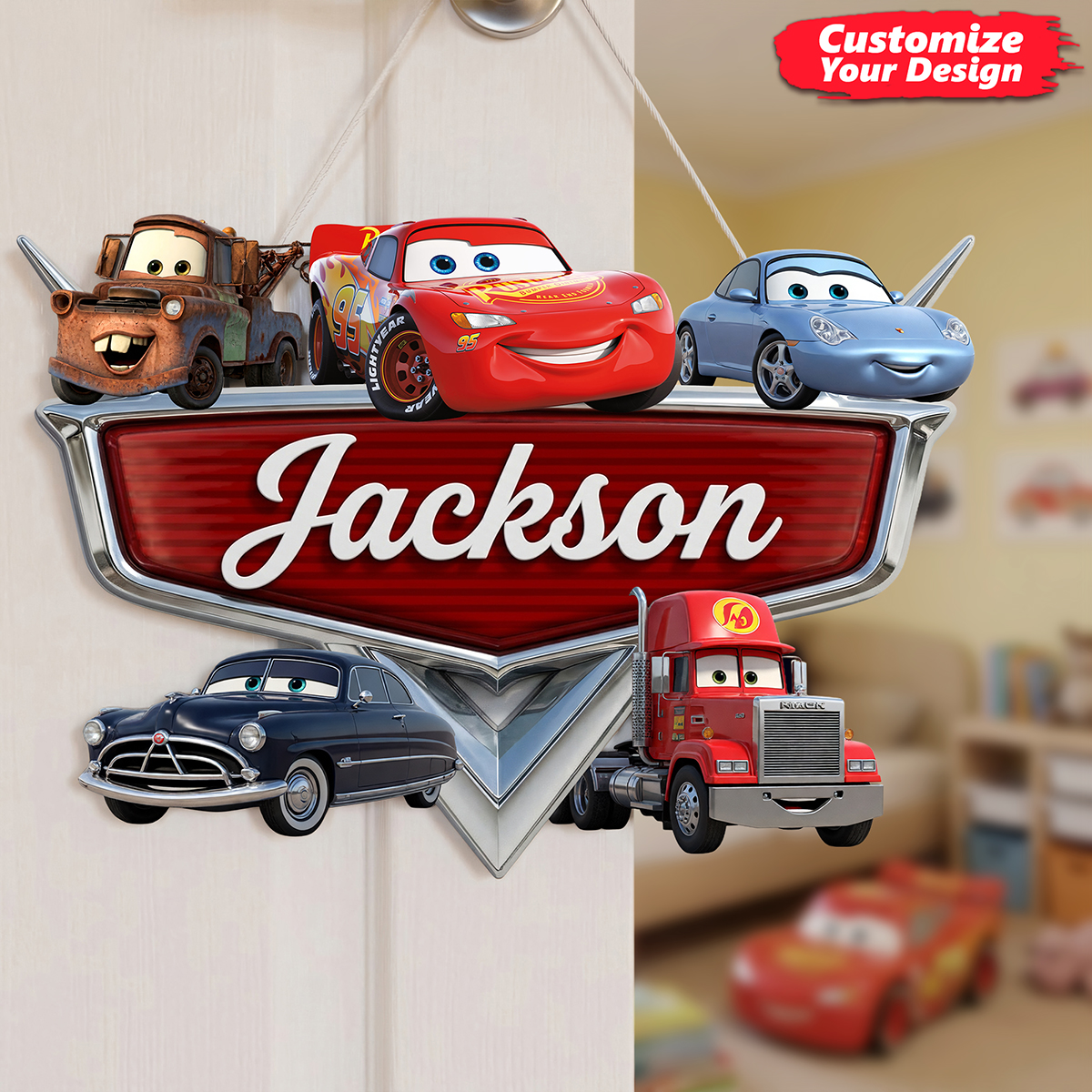 Homacus Store Facebook ad: Racing Crew Acrylic Sign - Personalized Gifts For Kids…