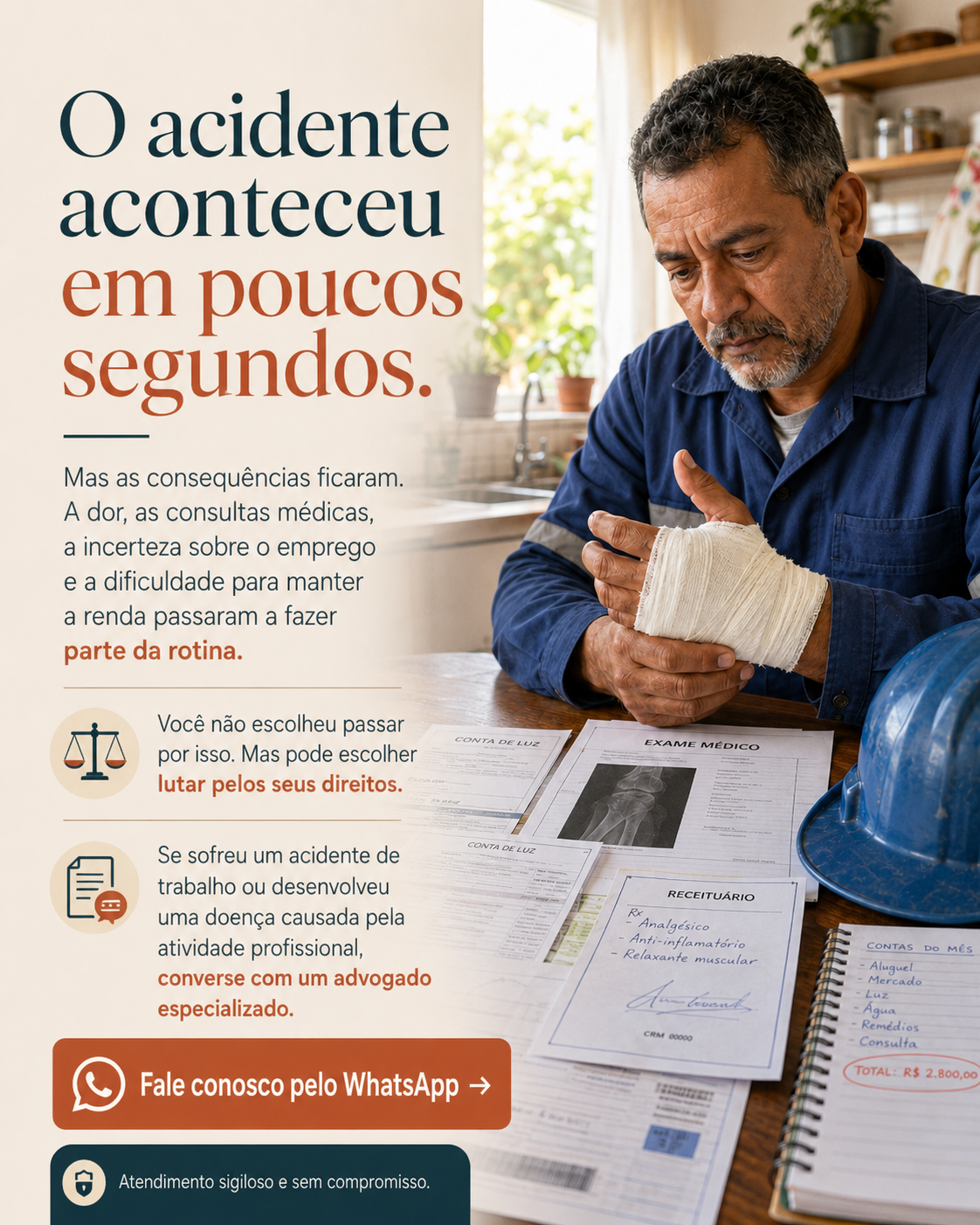Azevedo Silva e Mendes Advocacia Facebook ad: Sofreu acidente no trabalho?