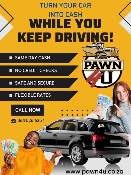Pawn 4 U Facebook ad: Need funds in Gauteng? Use your car without selling it